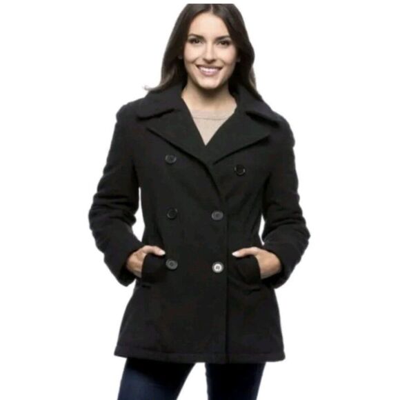 MICHAEL Michael Kors Wool Blend Double Breasted Gray Pea Coat  Size XL - Picture 1 of 16